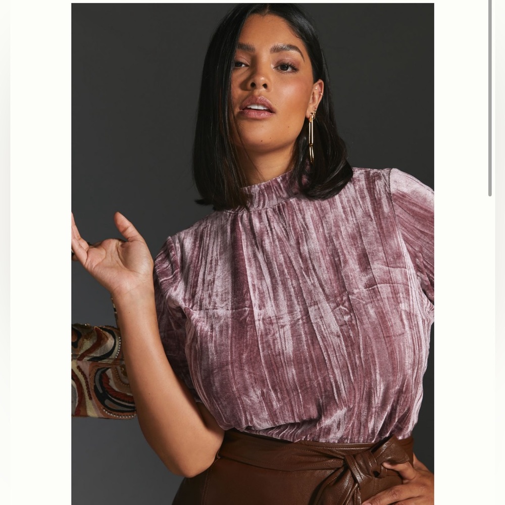 Pilcro velveteen mock neck top